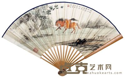 溥佺 秋郊试马 18×48.5cm