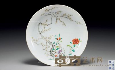 清光绪 粉彩过枝花卉盘 直径25.5cm