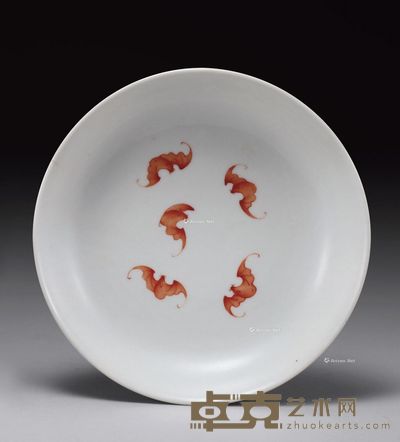 清道光 黄地粉彩花卉五蝠盘 （二件） 直径17cm