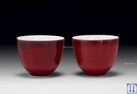 清雍正 霁红釉杯 （二件）