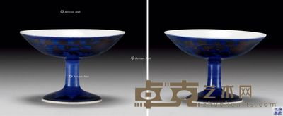清康熙 霁蓝釉嵌银花卉酒杯 (二件) 直径5.9cm