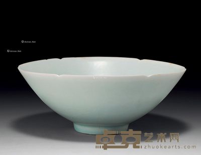 元 影青釉划花卉花口碗 直径18cm