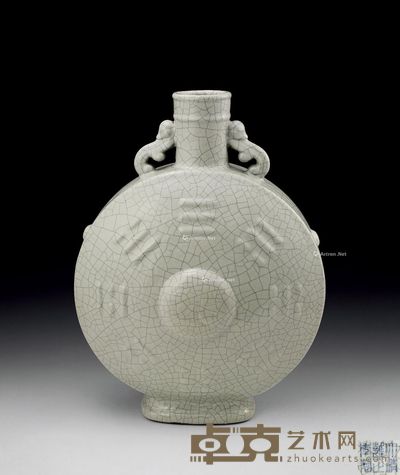 清雍正 仿哥釉八卦龙耳抱月瓶 高51cm