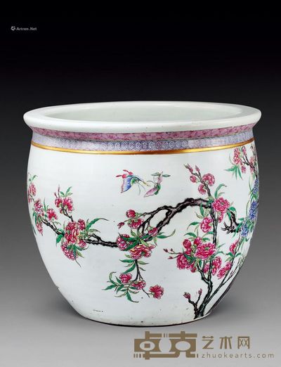 清光绪 粉彩花蝶大缸 高47cm