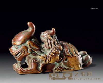 清中期 铜鎏金瑞兽 长7.5cm