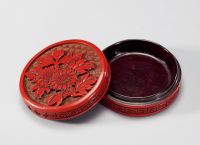 清中期 剔红花卉圆盒