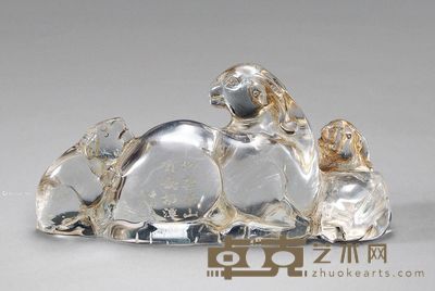 清 水晶三羊开泰摆件 长11.5cm