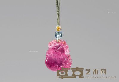 清 粉碧玺福寿万代坠 高3.3cm
