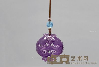 清 紫水晶吉庆有余珮 高5.3cm