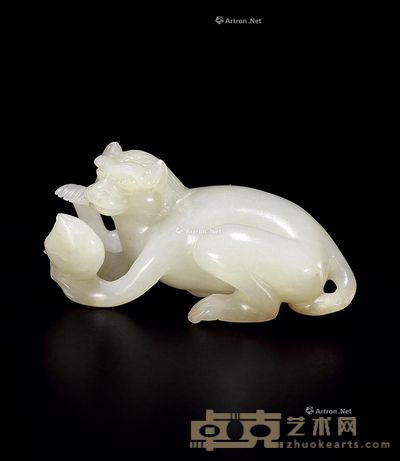 清乾隆 白玉灵猴献寿 长6cm