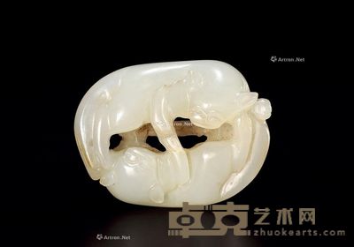 清乾隆 白玉双欢 长4.2cm