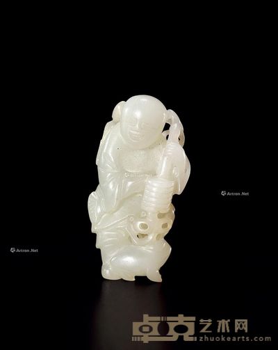 清中期 白玉刘海戏金蟾 高5cm