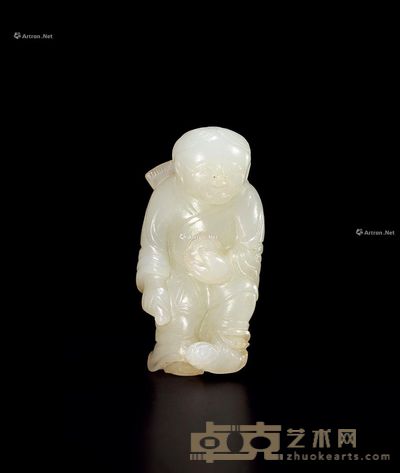 清中期 白玉童子 高4.8cm