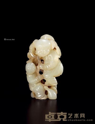 清中期 白玉和合二仙 高5.5cm