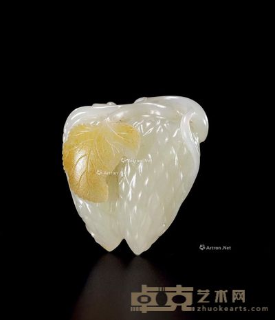清 白玉荔枝坠 高3.3cm