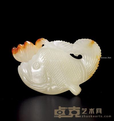 清初 白玉洒金鱼 长5.8cm