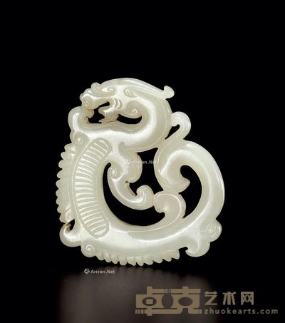 清中期 白玉龙珮 高5.4cm