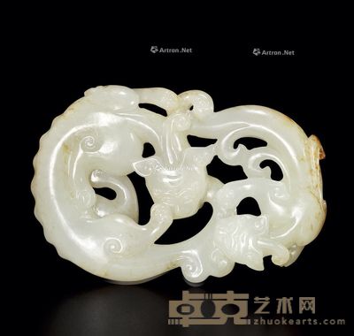 清初 白玉螭龙纹珮 长7.4cm