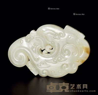 清中期 白玉龙凤珮 长7.5cm