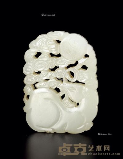 清中期 白玉一羊启泰珮 高5.8cm