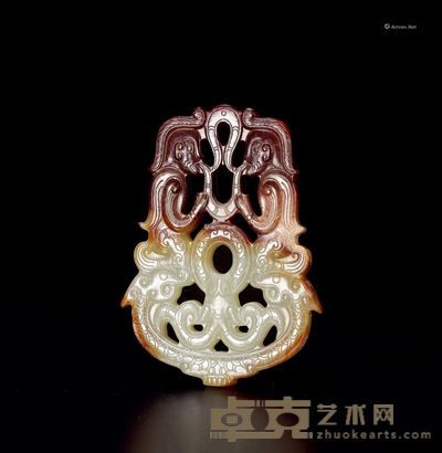 元 白玉人物龙纹珮 高6.4cm