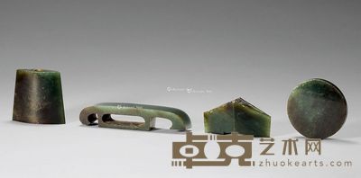元 墨玉剑饰 （一套四件） 长3.6-7.5cm