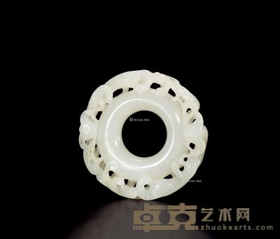 清中期 白玉螭龙纹环 直径5.5cm