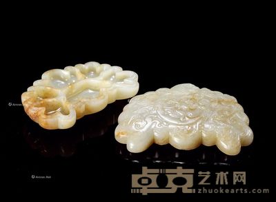 清中期 白玉龙凤纹格盒 长10cm