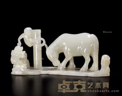 清乾隆 白玉马上封侯摆件 长10.2cm
