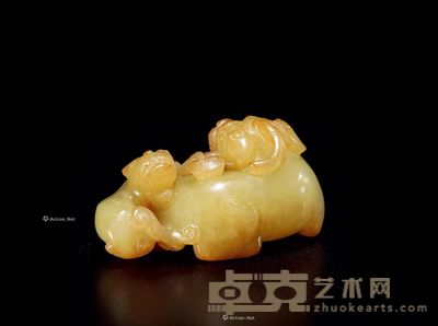清初 黄玉双兽 长5.2cm