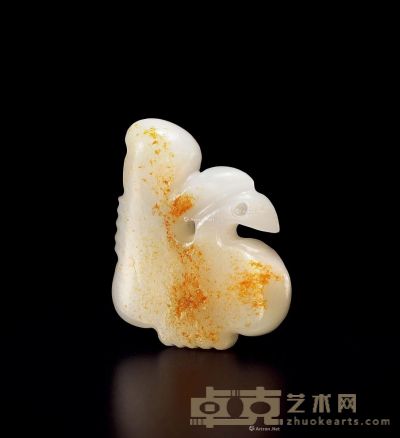 元 白玉洒金凤 高6cm