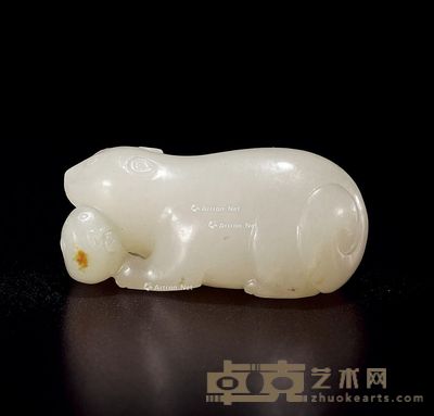 清乾隆 白玉双欢 长4.5cm