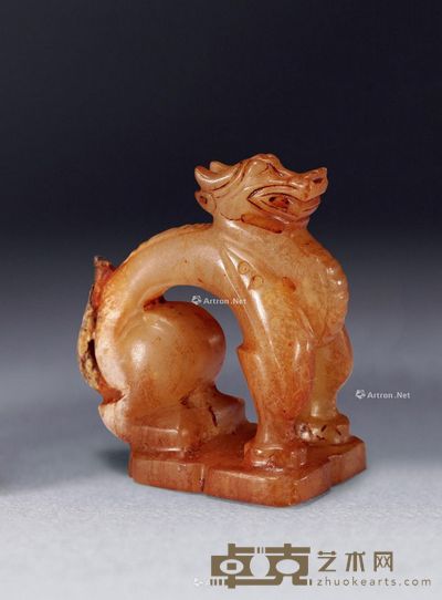 元 白玉龙纹炉顶 高4.2cm