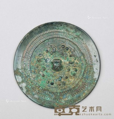 汉代 线刻葡萄纹镜 直径12.8cm