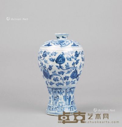 明代 青花花卉纹梅瓶 高23cm