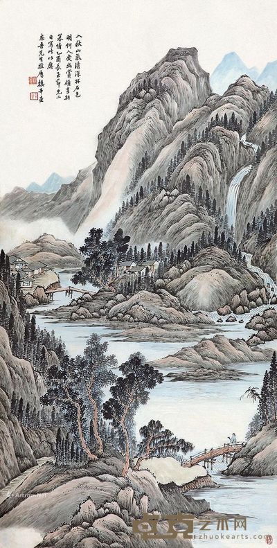 楼辛壶 山水 134×68cm