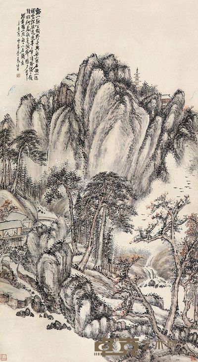 袁培基 溪山远居 145×80cm