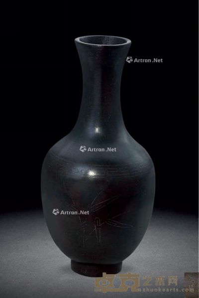 清 铜错银丝小瓶 高11cm