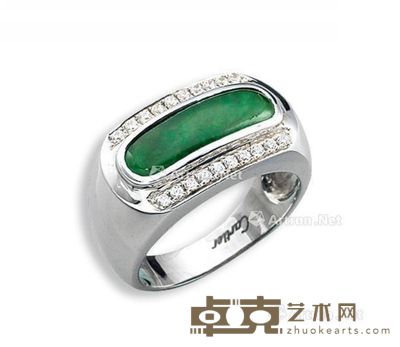 马鞍型翡翠镶钻石男戒 --