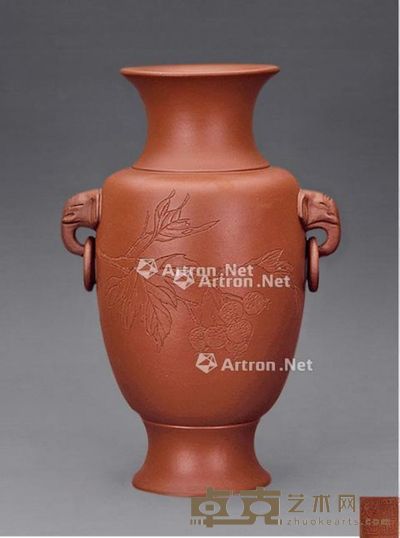 喻慧 紫砂瓶 高39cm;口径14.5cm