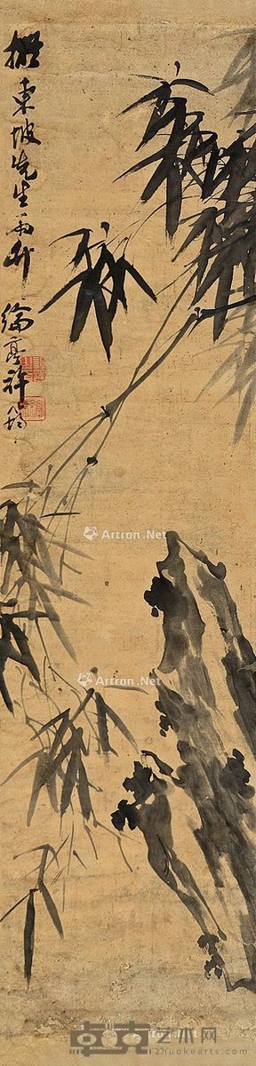 许筠 竹石清趣 129×31cm