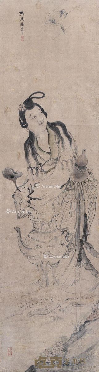 熊文镛 麻姑献寿图 113×30cm