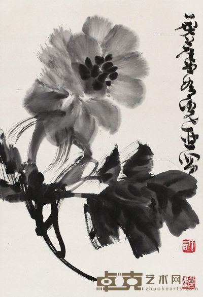 许麟庐 墨牡丹 50×34cm