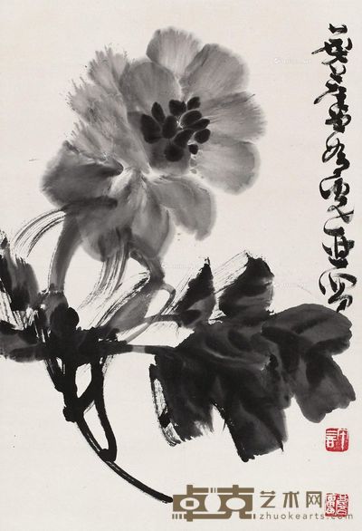 许麟庐 墨牡丹 50×34cm