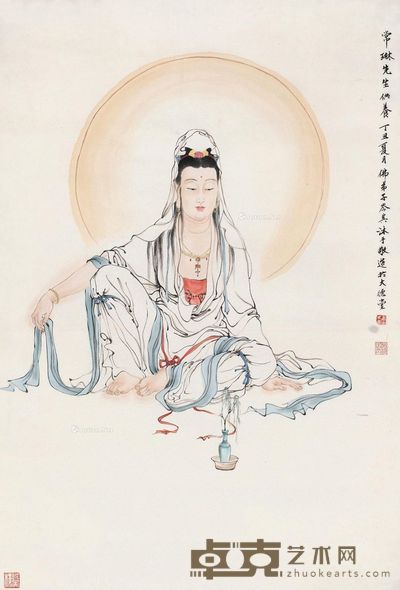 岑其 水月观音 98×67cm
