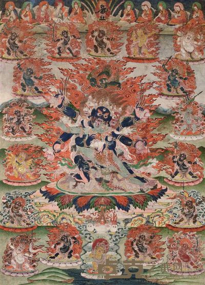 18世纪 八大法行唐卡 长64cm；宽48cm