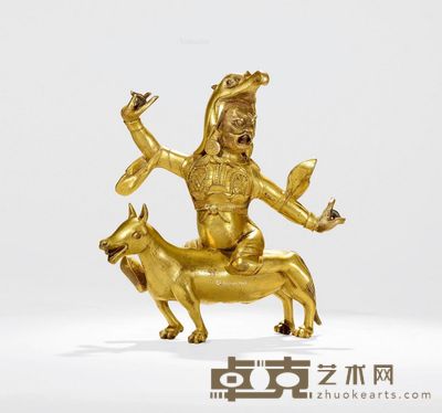18世纪 骑狼护法 高15.5cm