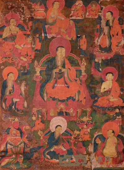 18世纪 罗汉唐卡 长82cm；宽60cm