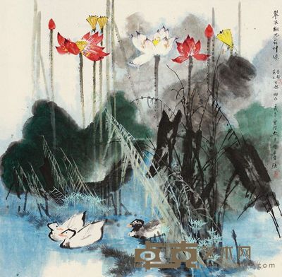 俞云阶 翠浪翻池荷叶绿 100.5×102.5cm