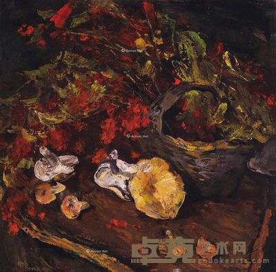 吴云华 鲜蘑与枸杞子 65×65cm
